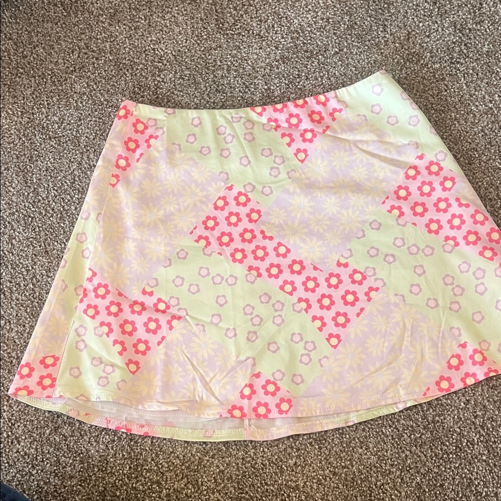 Princess Polly A-Line Skirt - Pink and Cream